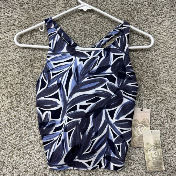 SAGE Collective Multi Set of 2 Crop Bra Top Leggings‎ Women's XS Blue Gray New - Picture 2 of 16